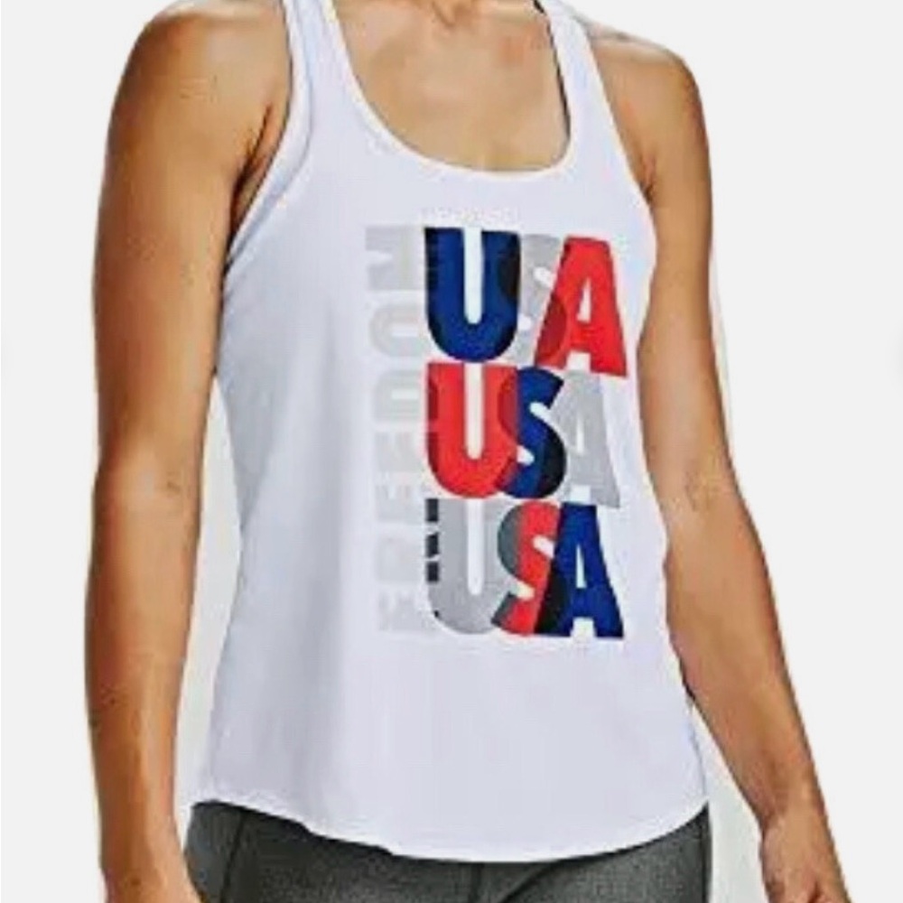 Under Armour Women's Freedom USA Olympic Tank Red White Blue Large With Tag